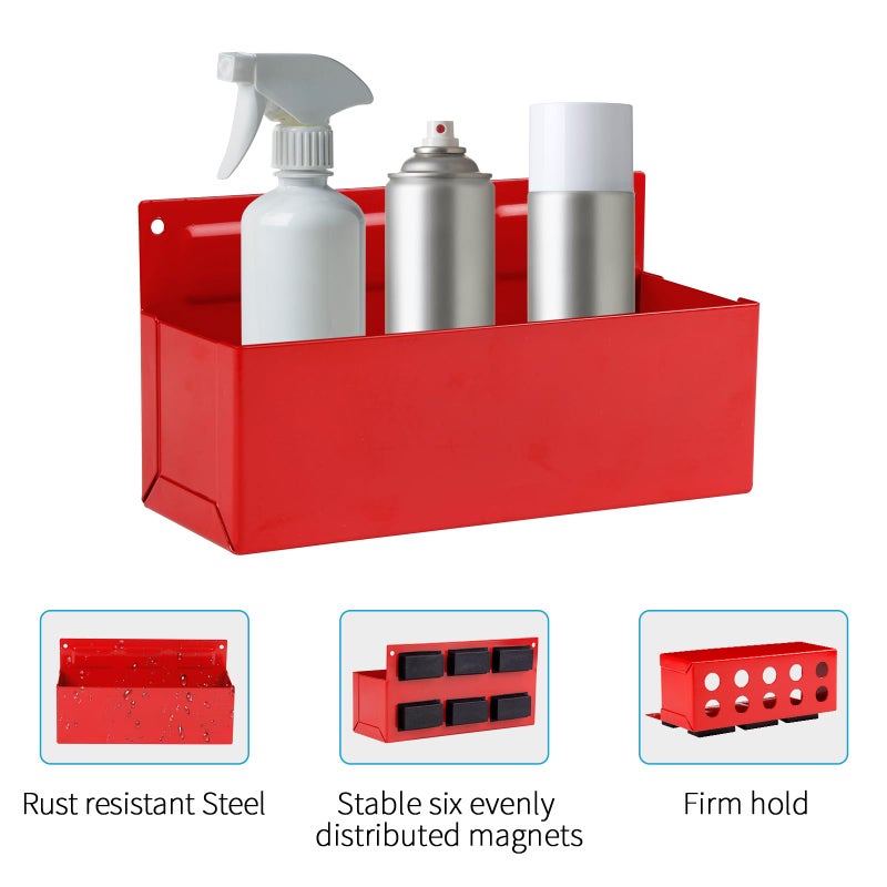 Rechabite Magnetic Aerosol Spray Can Holder  Magnet Toolbox Bottle Holder  Tool Box Storage Rack for Garage and Home  Craft Workspace  Mechanic Paint Bottle Can Organizer  Red  3""x8.3"" - Image 3